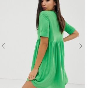 ASOS DESIGN roll sleeved rib jersey smock dress